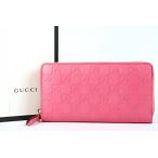 【新品同様・未使用】GUCCI グッチ GG シマ ピンク ラウンドファスナー 長財布 410102・2149【KR8】