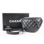 [ очень красивый товар ]CHANEL Chanel овчина matelasse форма поясная сумка сумка черный [PX7]