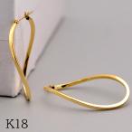 スクウェアツイストオーバルフープピアスK18イエローゴールド20mm×30mm