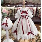 BJD кукла одежда классический Лолита One-piece комплект головной убор имеется белый × красный гонки платье симпатичный наружный Fit 