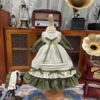 ドール服 エプロンワンピース ロリータドレス ヘッドドレス セット グリーン アンティーク風 メイド風 クラシカル BJD 1/3 1/4 1/6
