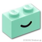レゴ パーツ ばら売り #3004pb302 ブロック 1 x 2 - スマイル ライン：ライトアクア | LEGOの部品