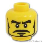 レゴ 頭 パーツ ばら売り #3626b ミニフィグ ヘッド - 凛々しいひげの武将顔：イエロー | LEGOの部品 ミニフィギュア 顔
