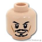 レゴ パーツ ばら売り #3626bpb0559 ミニフィグ ヘッド - 口髭の笑顔/恐れた顔：ライトヌガー | LEGOの部品