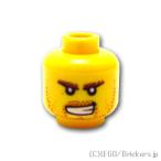 レゴ 頭 パーツ ばら売り #3626b ミニフィグ ヘッド - 無精ひげと茶色の眉毛のにやり顔：イエロー | LEGOの部品 ミニフィギュア 顔