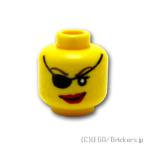 レゴ 頭 パーツ ばら売り #3626b ミニフィグ ヘッド - アイパッチと赤いリップ：イエロー | LEGOの部品 ミニフィギュア 顔