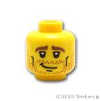 レゴ 頭 パーツ ばら売り #3626b ミニフィグ ヘッド - 無精ひげの困った笑顔：イエロー | LEGOの部品 ミニフィギュア 顔