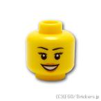 レゴ 頭 パーツ ばら売り #3626c ミニフィグ ヘッド - ピンクのリップの笑顔：イエロー | LEGOの部品 ミニフィギュア 顔
