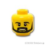 レゴ 頭 パーツ ばら売り #3626c ミニフィグ ヘッド - ラウンドひげの笑顔：イエロー | LEGOの部品 ミニフィギュア 顔