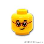 レゴ 頭 パーツ ばら売り #3626c ミニフィグ ヘッド - 赤いメガネとまつげとそばかす：イエロー | LEGOの部品 ミニフィギュア 顔