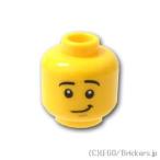 レゴ 頭 パーツ ばら売り #3626c ミニフィグ ヘッド - 黒い眉毛のニヤリ顔／驚き顔 ： イエロー | LEGOの部品 ミニフィギュア 顔