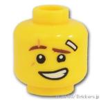 レゴ 頭 パーツ ばら売り #3626c ミニフィグ ヘッド - カイのテヘへ笑顔 / キリリ顔：イエロー | LEGOの部品 ミニフィギュア 顔