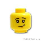 レゴ 頭 パーツ ばら売り #3626c ミニフィグ ヘッド - 黒い眉毛のニヤリ顔／スマイル ： イエロー | LEGOの部品 ミニフィギュア 顔