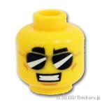 レゴ 頭 パーツ ばら売り #3626c ミニフィグ デュアルヘッド - サングラスの笑顔/太い眉のスマイル：イエロー | LEGOの部品 ミニフィギュア 顔