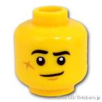 レゴ 頭 パーツ ばら売り #3626c ミニフィグ デュアルヘッド - スマイル/驚き顔のバッテン傷：イエロー | LEGOの部品 ミニフィギュア 顔