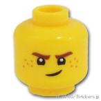 レゴ 頭 パーツ ばら売り #3626c ミニフィグ ヘッド - そばかすのどや顔 / スクリーンバイザー：イエロー | LEGOの部品 ミニフィギュア 顔