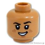 レゴ パーツ ばら売り #3626cpb2992 ミニフィグ ヘッド - そばかすのスマイル/考え中の顔：ミディアムヌガー | LEGOの部品