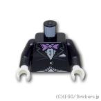 レゴ 体 パーツ ばら売り #973 トルソー - ラベンダーボウタイのフォーマルジャケット：ブラック | LEGOの部品 ミニフィギュア ボディ 人形