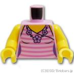レゴ 体 パーツ ばら売り #973 トルソー - ダークピンクのストライプトップスと花のネックレス：ブライトピンク | LEGOの部品 ミニフィギュア ボディ 人形