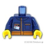 レゴ 体 パーツ ばら売り #973 トルソー - ネームカードとオレンジボーダーの作業服：ダークブルー | LEGOの部品 ミニフィギュア ボディ 人形