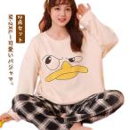 ロングパンツ セットアップ プルオーバー パジャマ 長袖 ゆったり パジャマ レディース ルームウェア チェック柄 2点セット かわいい 部屋着 おう