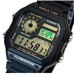 CASIO Standard カシオ スタンダード 世界地図表示ワールドタイム メンズ腕時計 ブラックラバーベルト 海外モデル AE-1200WH-1B