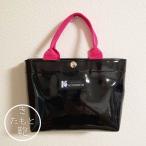 ショッピングエナメルバッグ エナメルバッグ 日本製 ブラック×ピンク 黒 おしゃれ かわいい 鞄 バッグ 職人 手作り 手提げ 手持ち かばん ハンドメイド