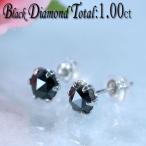 ダイヤモンド ピアス K18WG ホワイトゴールド ブラックダイヤモンド0.50ct×2石計1.00ctスタッドピアス