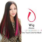 エクステ 髪 カラー ロング エクステカラー ヘアエクステ ワンタッチ つけ毛 メッシュ 簡単装着 コスプレ ハロウィン 仮装 パーティー ヘアアクセサリー
