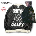 【期間限定21%OFF】GALFY ガルフィー スカジャン 我流不威(イヌ)ジャン 144039 ベロア×ナイロン リバーシブル スカジャンストリート B系 犬 ロゴ  ブラック