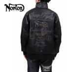 Norton Norton PU жакет 253N1703 Logo вышивка PU кожа объем шея с хлопком жакет Biker черный 