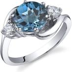 Peora 3 Stone Design 2.25 carats London Blue Topaz Ring in Sterling Si