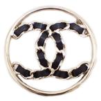 CHANEL シャネル ブローチ SILVER/CALF NOIR ゴールド金具 AB0567