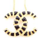 CHANEL シャネル ネックレス エジプト SILVER/レジン BLACK ゴールド金具 AB1470