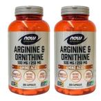 【2個セット】　Now Foods　L-アルギニン＆L-オルニチン　250粒　アルギニンサプリメント　アミノ酸　ナウフード