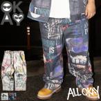  painter's pants мужской большой размер общий рисунок принт обработка Work легкий брюки низ casual ALL OKAY все o-ke-1XL 2XL 3XL