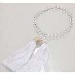 数珠ガラス水晶調8ミリ珠共仕立人絹...