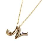 イニシャル ネックレス ダイヤモンド ネックレス 一粒 0.01ct K18 ゴールド 文字 N ダイヤネックレス ペンダント[21]