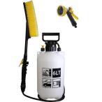 ポンプ式 水圧クリーナー 幅18.3cm 6L ブラシ シャワーヘッド付 おそうじ当番 サッシ 窓 タイル 網戸 玄関周り 外壁 洗車 掃除用[21]