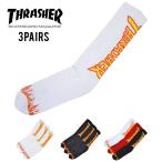 THRASHER スラッシャー ソックス FLAME LOGO SOCKS 靴下 クルーソックス ハイソックス 3足セット 3Pセット TH-SX203 TH-SX220 メール便対応可