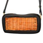 ショッピングカゴ イコット THEシリーズ 2WAYショルダーバッグ  クラッチ カゴ 籠 ラタン 鞄 レザー キャラメル×ブラック ikot IK224001