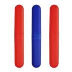 kwmobile 3 歯ブラシ ケース - 20.5 x 3 x 2 cm 換気口付き 歯ブラシ入れ 赤色/青色/赤色