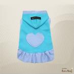 ショッピング均一セール ワンピ キャミ 大きなハート ワンピース 色 ブルー 愛犬服 犬服