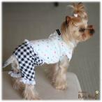 パンツ ギンガムチェックの ロンパース 色 クリーム ギンガムチェック 愛犬服 犬服