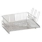 キッチン収納用品　日本製　斜めに流れる1段水切りラック　WH・ホワイト【メーカー直送品】【代引き不可】送料無料　