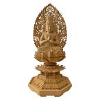 仏像 大日如来 柘植 八角台座 飛天光背 2.5寸 木彫 真言宗 本柘植