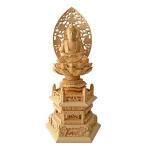 仏像 座釈迦 総ヒノキ 六角台座 2.5寸 釈迦如来 白木 木彫 禅宗 曹洞宗 臨済宗