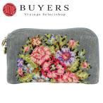 ショッピングフェイラー 中古 フェイラー ポーチ パイル グレー マルチカラー ゴールド金具 花柄 小物 レディース 女性