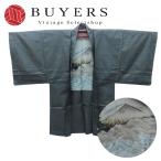  б/у перо тканый натуральный шелк серый голубой перо обратная сторона дисциплина есть японский костюм . одежда японская одежда кимоно мужской мужчина 