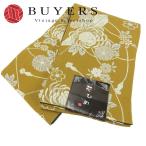 中古 半幅帯 化学繊維 ブラウン 花�